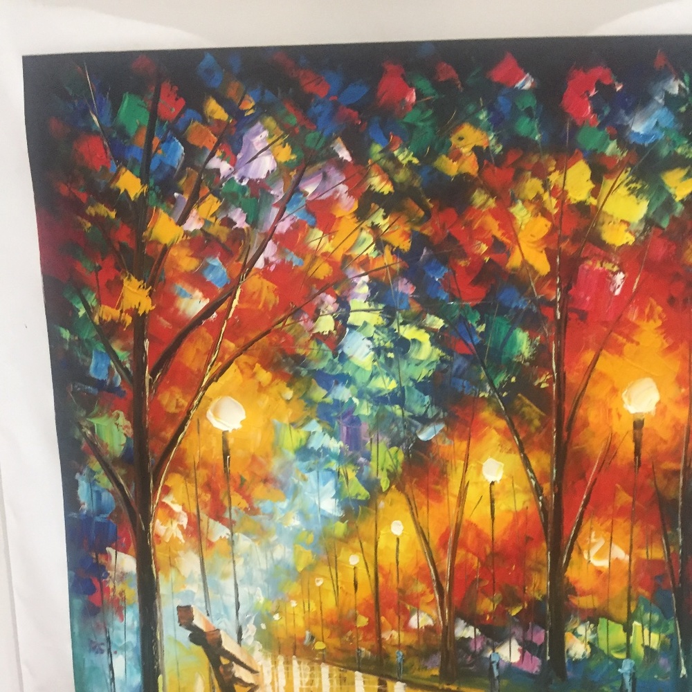 Leonid Afremov canvas painting print 30/40 lights night park rain